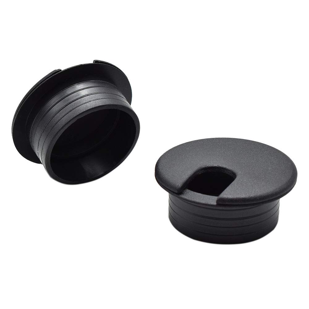 1-1/2 Inch Black Desk Grommets & Cable Ties Kit - ABS Plastic Cord Organizer For Computer Desks
