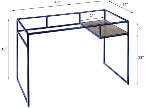 Miniatura 10 de Acme Yasin Escritorio rectangular de cristal con 1 estante en rojo y transparente Vidrio y rojo,Vidrio y azul,https://www.amazon.com/dp/undefined
