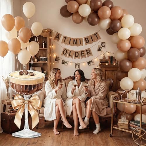 Image of Colingmill 4ft Espresso Martini Birthday Decorations Light Brown a Tini Bit Older Party Backdrop Birthday Party Cardboard Cutouts Decor for Women Bar Wedding Bachelorette Bridal Shower Supplies