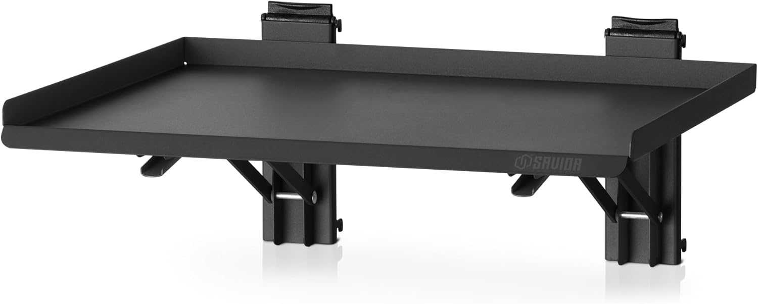 Savior Equipment Wall Rack System Heavy-Duty Steel Folding Table Workbench Shelf Collapsible Wall Mount Hanger, 17" Black