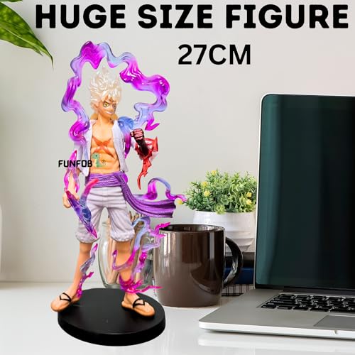 Image of Blue Aura Monkey D Luffy Gear 5 Action Figure | Huge Size | Height-27cm Sun God Figure | Sun God Big Standing