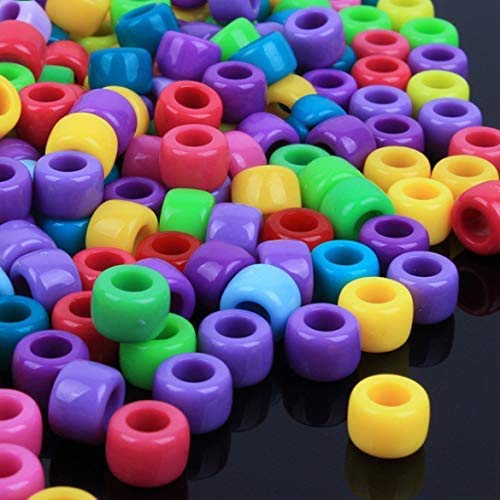 Zsail Pony Beads 1000 pcs Multicolor Mix Plastic Craft Pony Beads for DIY Bracelet Necklace Jewelry Making Supplies (6x9mm)