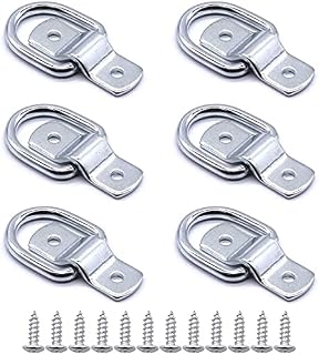 D Ring Tie Down 6 Pcs Anchors D Lashing Rings Heavy Duty Load Anchor Trailer Galvanized Iron Cargo Lashing Rings Trailer Anchor Piont for Trailers Trucks Boat
