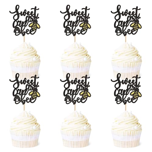 Ercadio 24 Pack Sweet as Can Bee Cupcake Toppers Honeycomb Bee Cupcake Picks bees Cake Toppers for Bee Theme Birthday Baby Shower Party Kids Cake Decoration Bee Sweet