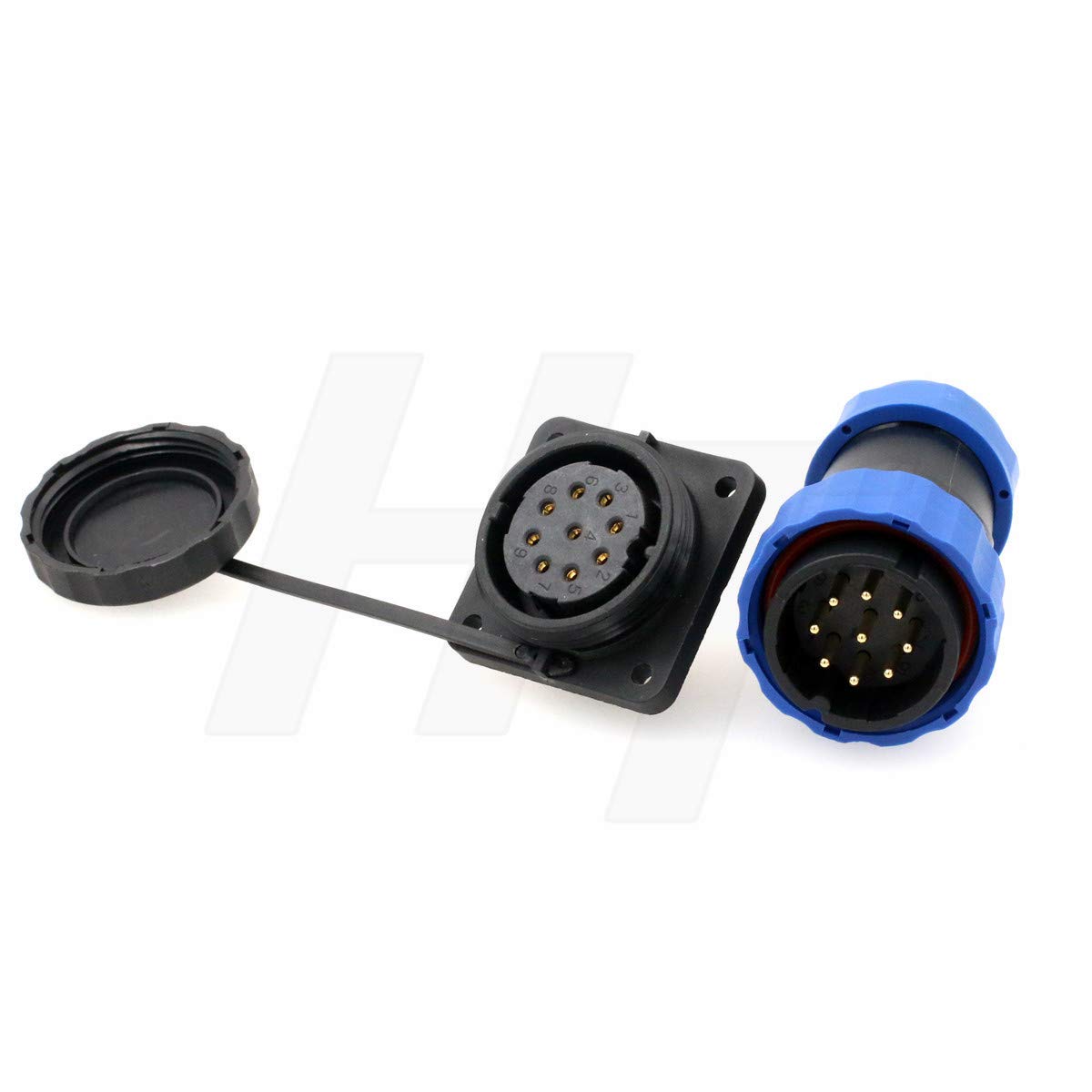 HangTon HE29 9 Pin Wire Plug Panel Mount Socket Connector Male Female Aviation Waterproof IP68 Plastic Circular 4-Screw (9 pin 10A 380V) - Image 3