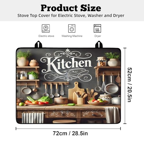 Image of Multi-Design Stove Top Cover for Glass /Electric Stoves - 3-in-1 Heat-Resistant Protector Mat, Non-Slip Drying Rack 28 inchx20 inch (Cookware, 28 inch L x 20 inch W)