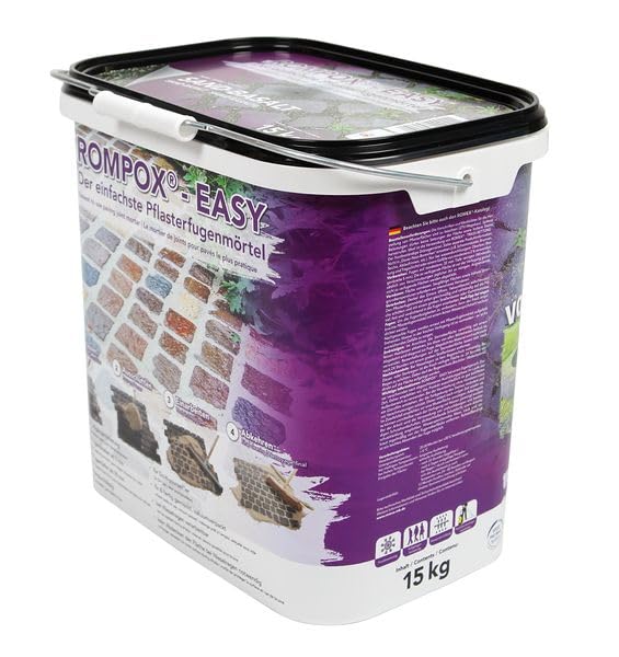 ROMPOX® - EASY 1K Pflasterfugenmörtel 15 kg - Sand-Basalt - 1-komponentig für leichte Belastung - für eine feste & saubere Pflasterfuge