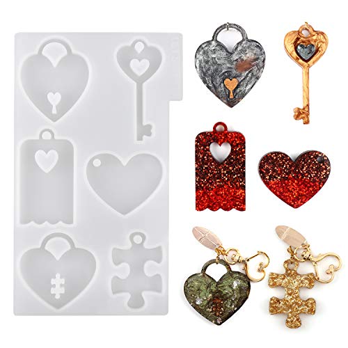 LET'S RESIN Couples Keychains Molds,Couple Necklace Pendant Molds