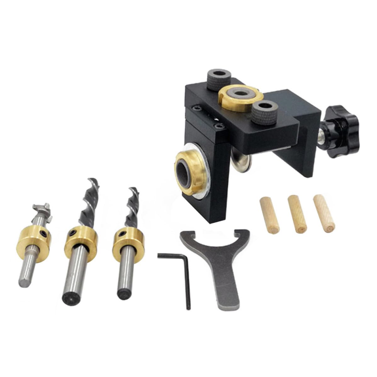 Hemobllo Kit per Lavorare Legno 3 in 1 Punzone e Localizzatore Foro in Lega di Alluminio e Legno per Uso Fai da Te e Arredamento Stili multipli