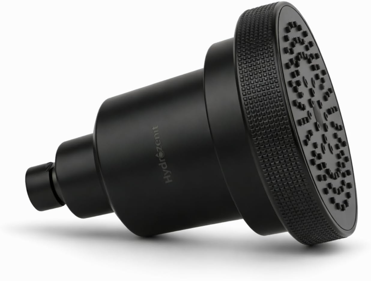 HYDROZENIT Filtered Shower Head, 3 Spray Modes, Black - 25-Stage Showerhead Water Softener for Softer Skin & Healthier Hair - High Pressure Rain Shower Head with Filters KDF-55 and Activated Carbon