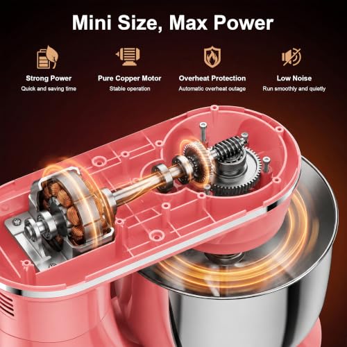 Image of Honinst 4QT Electric Stand Mixer, 10-Speed Tilt-Head Compact Kitchen Mixer