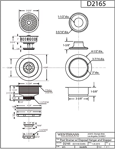 Colador de cocina estilo poste Westbrass, 25 unidades miniatura 2
