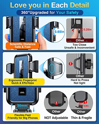 Vanmass 2023 Newest Car Phone Holder Mount [Upgraded Super Suction] Dashboard Phone Holder, Cell Phone Holder Car Dash Windshield Air Vent Stand For Iphone 14 13 12 Pro Max Samsung, Matt Blue #TOP3