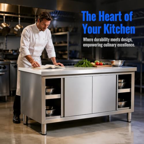 Image of Stainless Steel Work Table with Storage, 47.2 inchx19.6 inch Prep Table