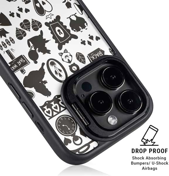 Skinit Kickstand Phone Case Compatible with iPhone 15 Pro Max - Officially Licensed Disney Alice in Wonderland (Animated) Silhouette Pattern Design