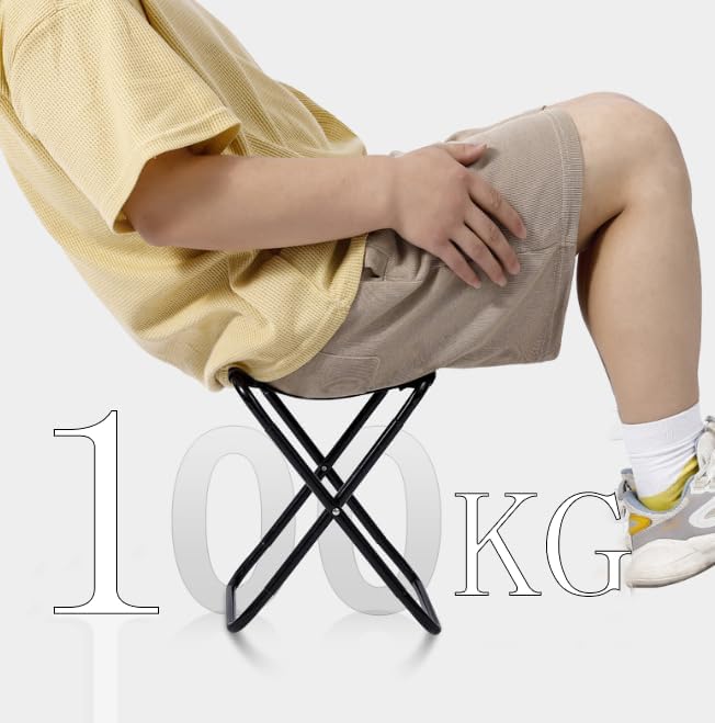 Miniatura 6 de Taburete plegable portátil para camping, marco de aluminio ligero, tela Oxford negra, 10.2 x 10.2 x 11 pulgadas