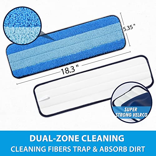 MR. SCRUB 6 Pack Microfiber Cleaning Pads for Bona Mop, Safe for Hardwood and Hard-Surface Floors, Reusable Microfiber Mop Pads for 18 Inch Mop, No Residue, Super-Absorbent, Over 500 Machine Washes