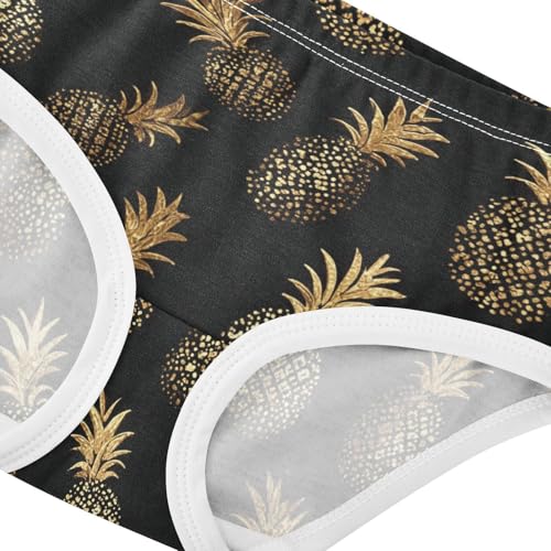Wusikd Pineapples Girls' Underwear Cotton Black Golden Colors Girls Briefs Soft Toddler Underwear 2T4