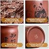 POEMSHIP) Chinese Purple Clay Tea Cup with Panda Design, 6oz Yixing Zisha Clay Cup, Traditional Chinese Tea Cups for Home or Office Use.