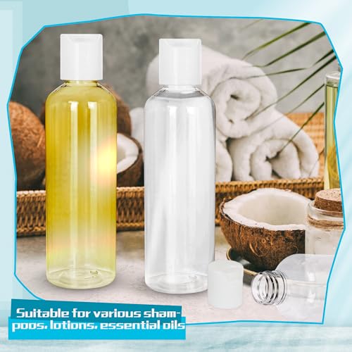 54 Pack 4 oz Plastic Squeeze Bottles with White Disc Top Flip Lid Clear Empty Travel Containers Refillable Bottles for Shampoo Toiletries Lotion Body Soap Cream4