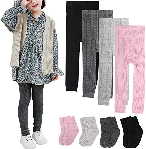BOOPH Girls Leggings Pants Sock Set Toddler Footless Tights 2-4T Multi1