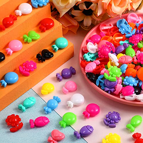 120 Pieces Self Hinge Hair Barrettes Plastic Hair Barrettes Multi-Coloured Flower Candy Fish Hair Clips Girls 80S 90S Little Barrettes Mini Cartoon Design Hairpin Cute Hair Clip For Girls Kids #TOP5