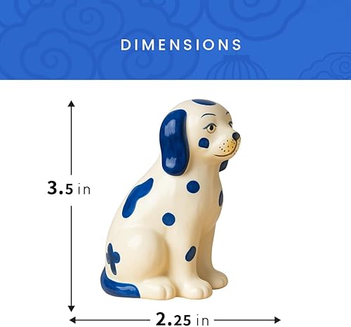 Miniatura 6 de Staffordshire Dogs Chinoiserie Decor - Juego de salero y pimentero decorativo azul, cerámica pintada a mano
