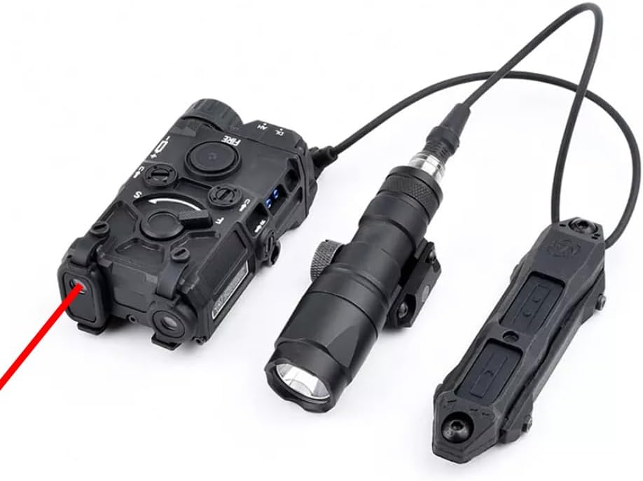 Nylon Og Laser Sights Box(with IR Laser+Red/Green/Blue Laser + White Flashlight), and M300A Strong LED Flashlight, and Modular Wire Remote Pressure Switch(SF+Crane Plug) Combo,Black