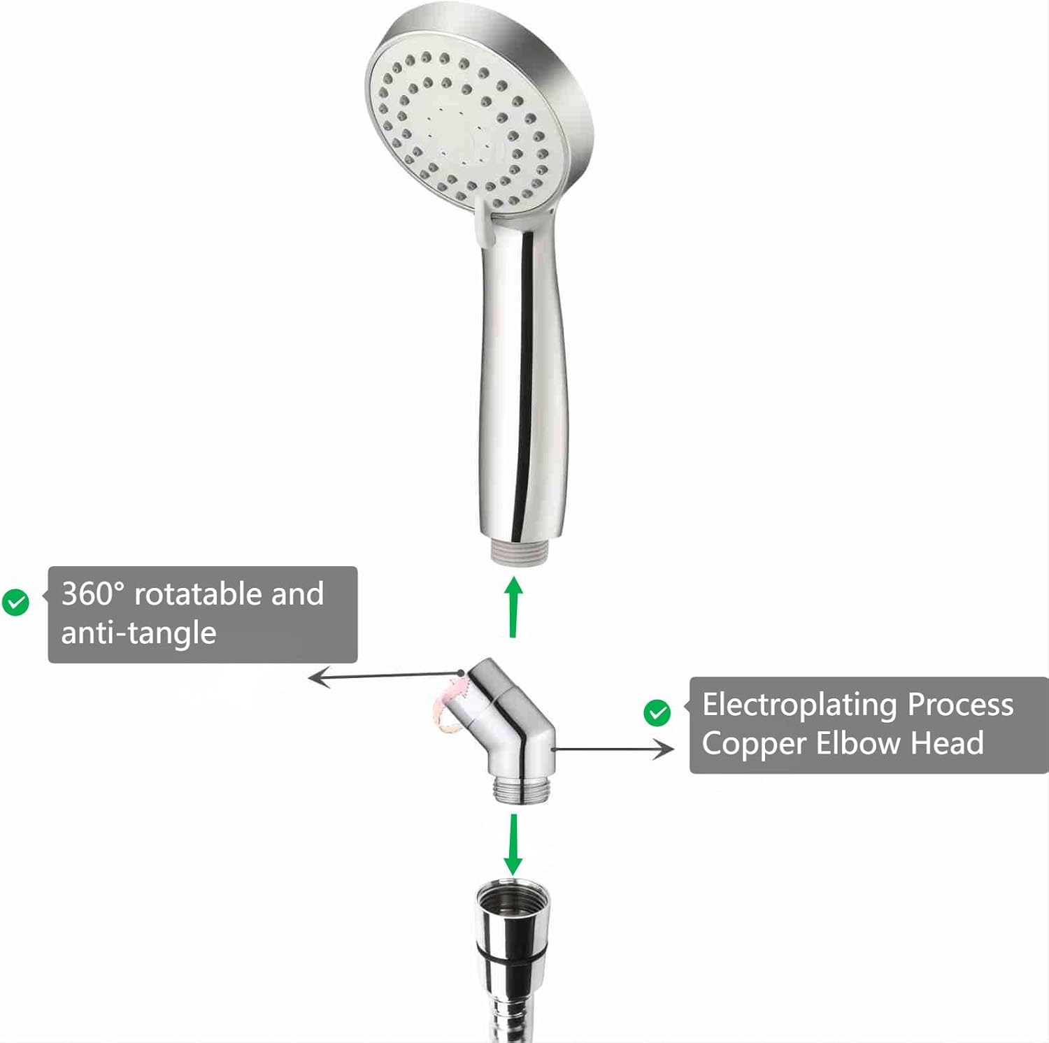 Shower Head Adapter, Solid Brass 135 Degree Shower Elbow Adapter, G1/