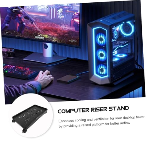 Soporte móvil para CPU con ruedas bloqueables y diseño resistente de plástico y hierro, color negro miniatura 3