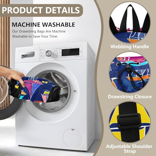 Sailboat Drawing Navy Drawstring Gym Backpack for Men Women Pull String Sports Swim Bag with Mesh Pocket & Adjustable Strap Outdoor Casual Portable Bag for Travel Swimming Outdoor4