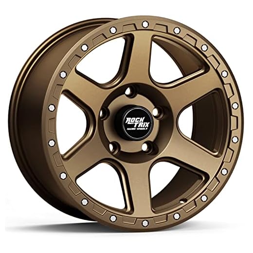 RockTrix RT112 17 inch Wheel Compatible with Jeep Wrangler JK JL 17x9 5x5 Wheels (-12mm Offset, 4.5in Backspace) 5x5 PCD, 71.5mm Bore, Bronze Wheels, Also fits Gladiator JT Rims