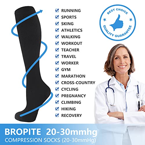 Image of Bropite Compression Socks for Women & Men Circulation-Compression Socks 20-30 mmhg-Best for Running,Medical,Nurse,Travel., 08 -Assorted 05, Large-X-Large