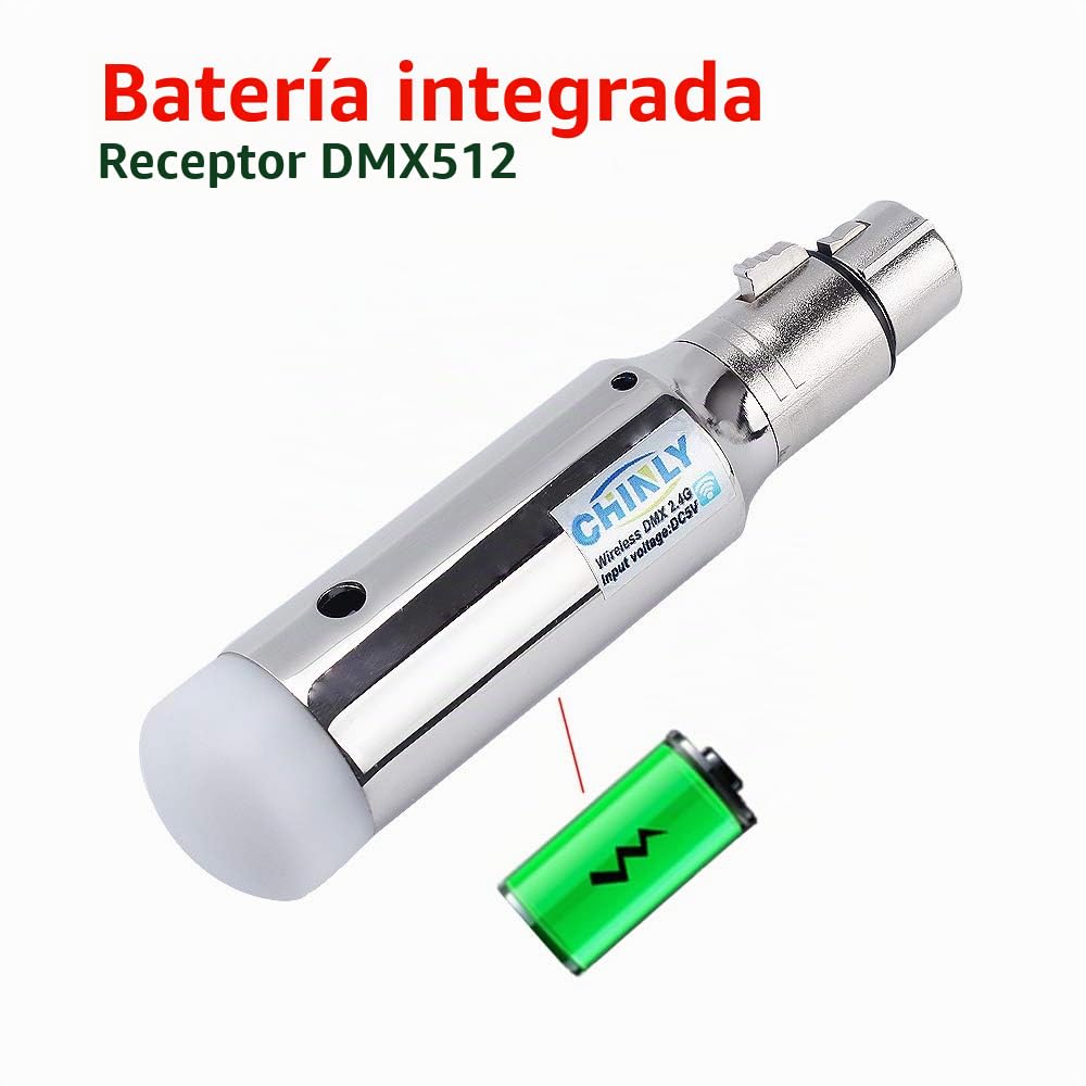 CHINLY DMX512 2,4G ISM 1pcs Receptor Inalámbrico Batería Integrada Recargable Para LED DJ Stage Bar Party Light