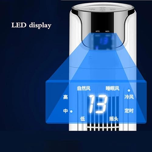 Miniatura 4 de YUYI Ventilador oscilante de torre oscilante con control remoto de 3 velocidades, modo de 3 vientos, pantalla LED, temporizador programado de 15