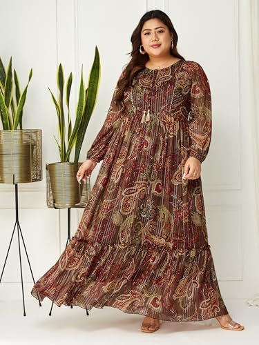Image of Miss Chase A+ Women's V-Neck Three-Quarter Sleeve Floral Wrap Chiffon Midi Dress