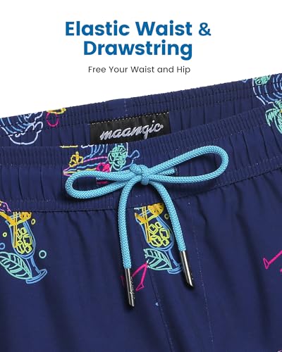 Image of maamgic 5inch Mens Swim Trunks with Compression Liner 2-in-1 Swimming Shorts Stretch Quick Dry with Zipper Pockets