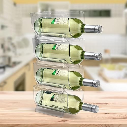 OKITCHEN Set of 4 Refrigerator Wine Rack, Cabinet Water Bottles Storage Organizer, Stackable Wine...