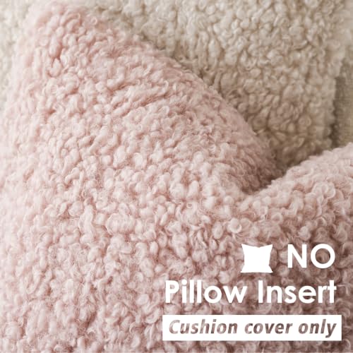 Image of Foindtower Set of 2 Curly Teddy Wool Pillow Covers Decorative Boucle Textured Lumbar Throw Pillow Faux Fur Sherpa Pillowcases Sheepskin Fuzzy Cushion Case for Sofa Bedroom Car 12 inchx20 inch Dusty Rose