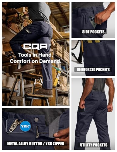 Image of CQR Men's Quick Dry Work Pants, Water Resistant Outdoor Tactical Pants, Lightweight Stretch Cargo Hiking Pants