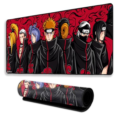 Image of Akatsuki Anime Mouse Pad 18x36 Inch 3mm Extended Gaming Desk Mat with Anti-Slip Rubber Base Mousepad for Smooth Surface Desk pad for PC & Laptop Use Waterproof & Stiched (Multicolour) Deskpad