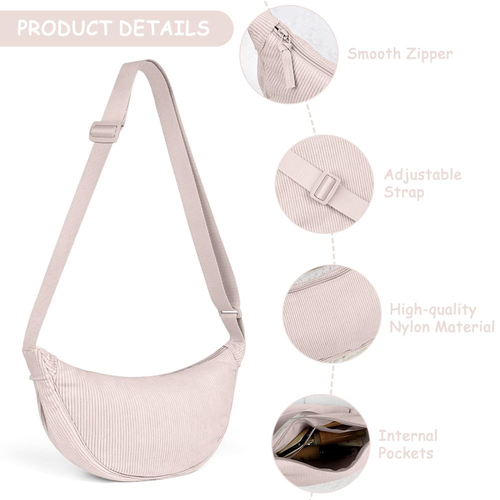 Aucuu Borsa a Tracolla in Nylon, Borsa a Tracolla a Mezzaluna da Donna, Borsa a Spalla con Tracolla Regolabile, Messenger Crossbody Bag per Shopping Viaggio