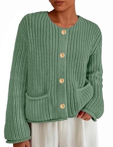 Image of PRETTYGARDEN Cardigan Sweaters for Women 2026 Trendy Oversized Knit Chunky Button Cardigans Fall Winter Outfits with Pockets