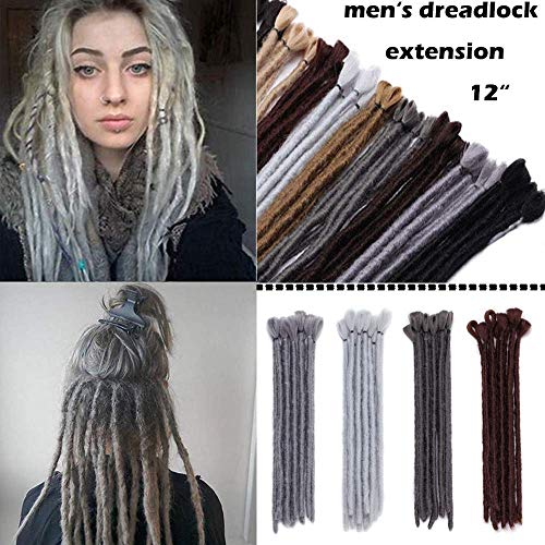 12” Dreadlock Extension For Mawist BraidT14703ing Hairpiece FBrain(15s,silver grey)