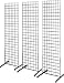 2' x 6' Grid Wall Panel Floorstanding Display Fixture with Deluxe T-Style Base, Black. Three-Pack Combo.