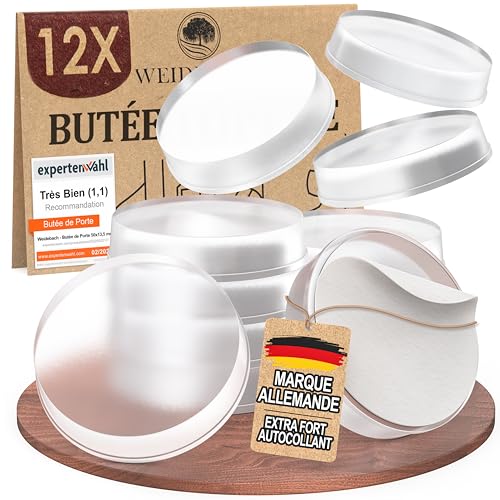 Weidebach 12x butée de porte adhésive transparentes, amortisseur porte 20 x 5 mm, tampon porte, butee de porte adhesive, butoir de porte transparent, amortisseur de porte, butée de porte murale