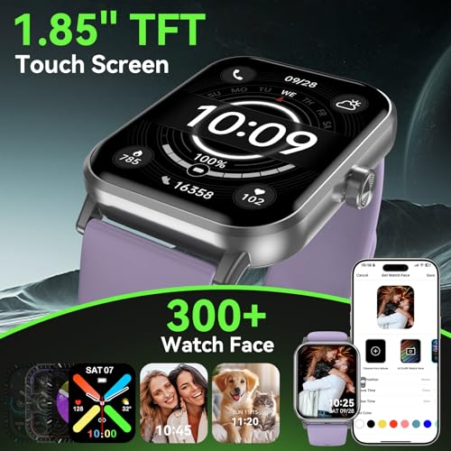 Image of Smart Watch - 2026 Upgraded Fitness Tracker 1.85 inch HD Bluetooth Call and Text Smartwatch with 7 Day Battery 5 ATM Waterproof Heart Rate Sleep Monitor 130+ Sport Modes for Android & iOS (Purple)