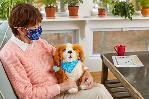 Ageless Innovation Joy For All Interactive Pet-Hund - Realistisches Haustier mit weichem Fell, Kopf- und Schwanzbewegungen, echt wirkendem Herzschlag und Zweiwege-Barkback-Technologie – Freckled Pup