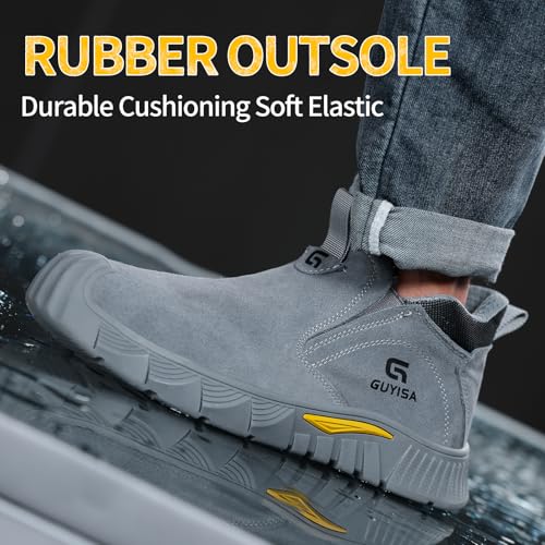 Image of Work Boots for Men Slip On Welding Boots for Men Indestructible Steel Toe Boots Men's Steel Toe Shoes Fireproof Safety Toe Shoes Construction Boots for Welder Men's Work Shoes.
