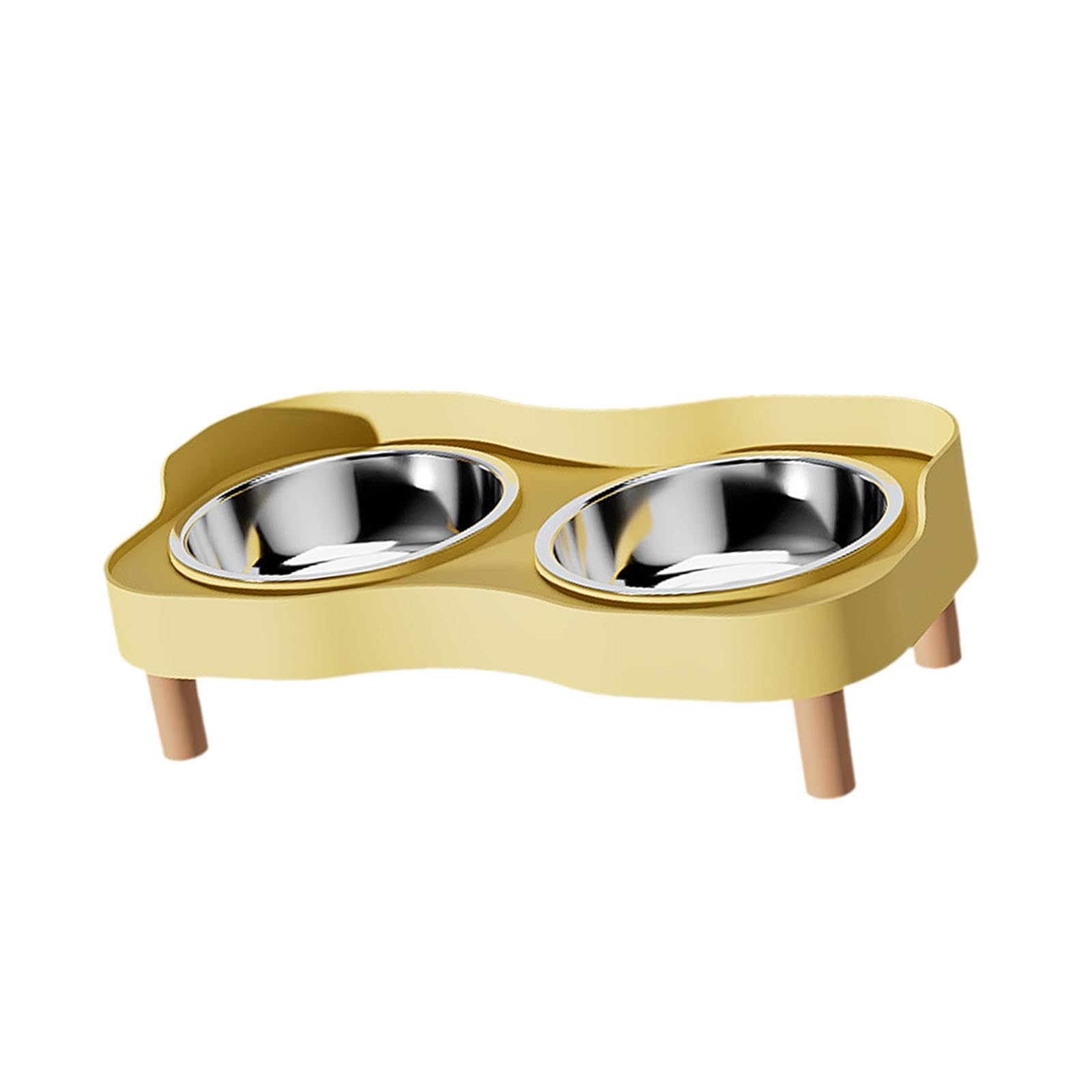 Sharplace Elevated Cat Bowls Raised Cat Food and Water Bowl Set with 2 Stainless Steel Pet Food Bowls,Splashproof,for Cats,Kitten,Dogs, Yellow